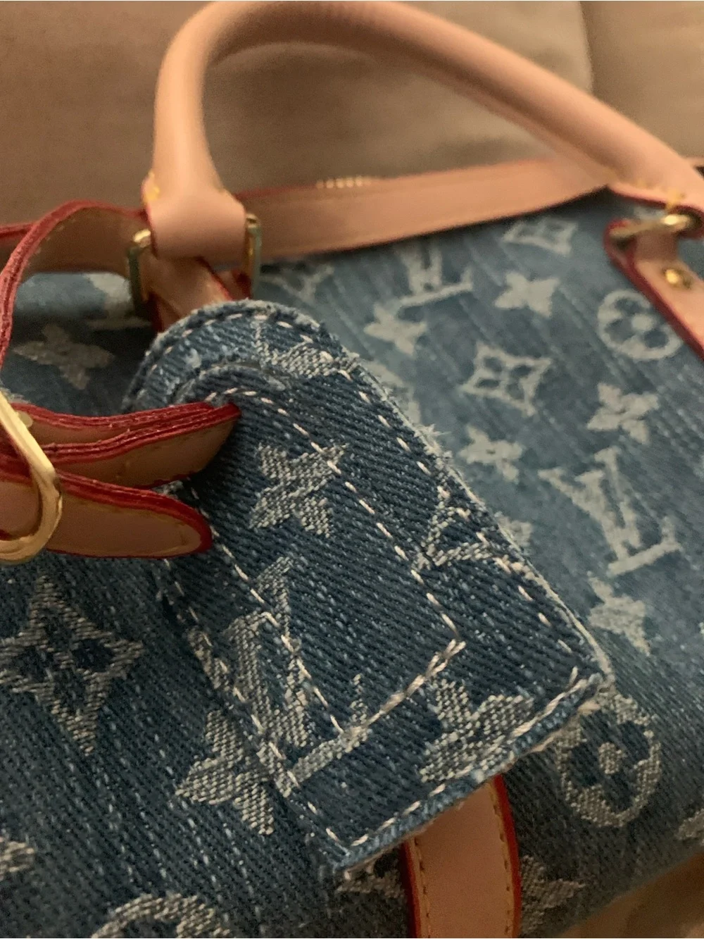 Denim Monogram - Blue & Gold Trim